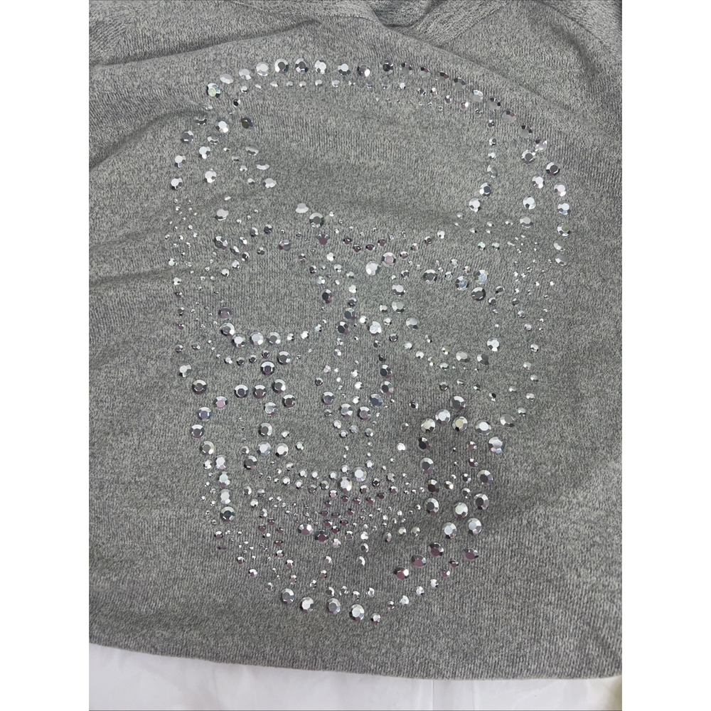 Women's Heather Gray Studded Skull Raglan Sleeve Tee – Charlotte Russe P/p 18" - Picture 13 of 13